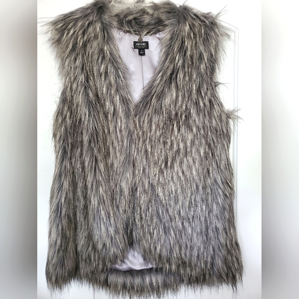 Gray Faux Fur Vest